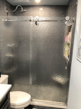 Inline Sliding Shower Door - Bubble Glass - Euroglide - View 16, Opens Model Box