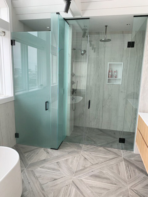 180 Enclosure - Glass Frameless Swing Shower Door - Glass Mount - Frosted Glass Toilet Wall Mount Swing Door - View 10