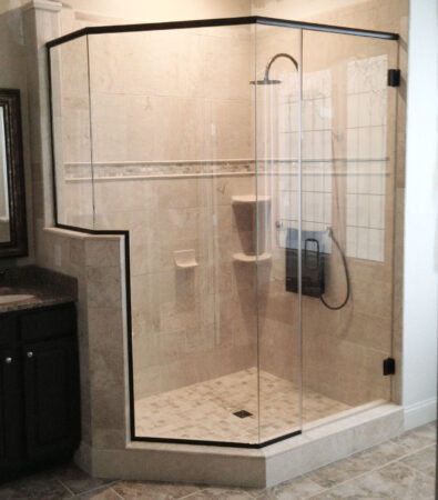 Neo Angle Swing Semi-Farmless Shower Door - Wall Mount - View 36, Opens Model Box